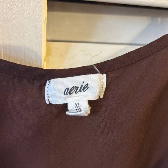 Aerie Chocolate Satin Slip Dress - Picture 2 of 4